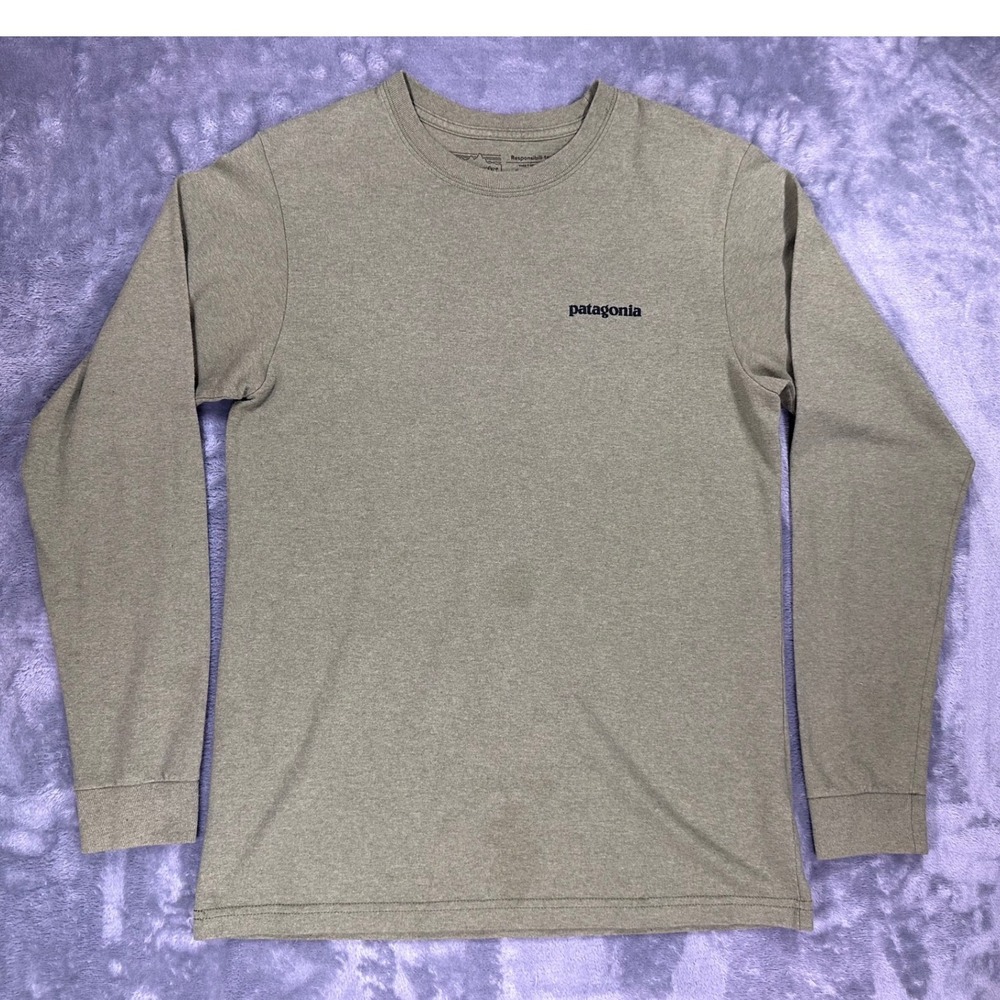 Patagonia Mens Responsibili-Tee Long Sleeve P-6 Logo Graphic T-Shirt Green XS